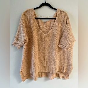 Free People cropped chunky blush colored knit sweater